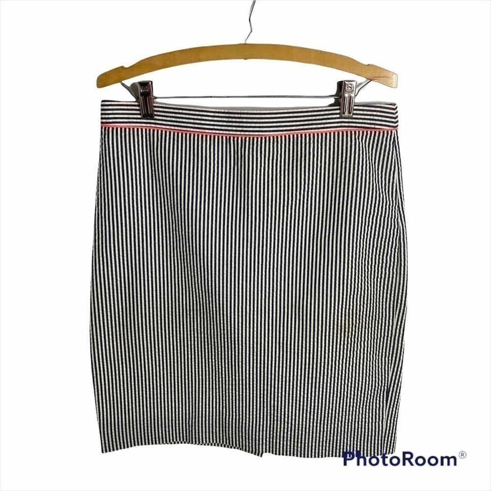 J.Crew Pencil Skirt Sz 6 Pintuck Striped Women’s Gray Pink Midi
